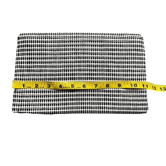 Stella & Dot Black White Crosshatch Woven Clutch 11" x 7" Magnetic Closure Purse - Picture 3 of 8